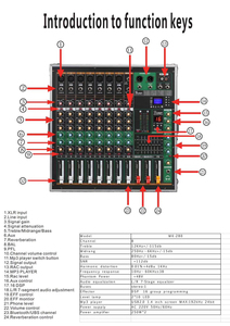 GAX-MK280 الأخضر الصوت المحمولة خلاط الصوت وحدة التحكم عالية الطاقة المتكاملة قوة الأمبير خلاط 8 قناة 16 أنواع الرقمية صدى دي جي - Product Image 5