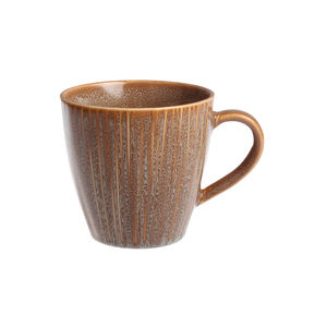 Taza de Té Kung Fu de Cerámica Hecha a Mano, Estilo Europeo, Tono Tierra Rústico, con <span class=keywords><strong>Rayas</strong></span> Verticales y Asa Ergonómica - Product Image 1