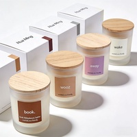 Ensemble cadeau de bougies parfumées en verre, cire de soja biologique artisanale, emballage personnalisé avec logo, écologique, pour Noël
