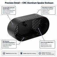 Boîtier en alliage d'aluminium pour audio HiFi haut de gamme, service d'usinage CNC, personnalisation OEM avec finition anodisée pour amplificateur haute puissance