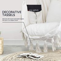 Fauteuil suspendu Woqi avec kit de fixation, chaise en macramé en toile de coton, comprend un sac de transport et deux coussins de siège doux