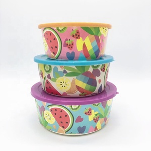 2021 new Eco-Friendly bamboo fiber food container 3pcs set food storage box lunch box bamboo food container