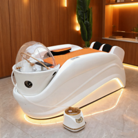 Chaise de shampooing inclinable pour salon de beauté et de coiffure Chuque, hydrothérapie de la tête, massage électrique, cuir, design imperméable