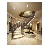 Garde-corps d'escalier incurvé intérieur esthétique de style victorien pour Villa garde-corps d'escalier en fer forgé classique