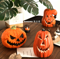 Lumières de citrouille d'Halloween pour rebord de fenêtre, cheminée, étagère, bibliothèque, décoration d'Halloween pour la maison, mignonnes pour le festival