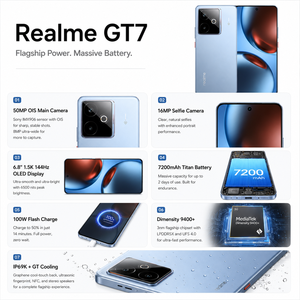 Teléfono Móvil Realme GT7 5G Original, Chip de Alto Rendimiento de Cuatro Núcleos, Pantalla <span class=keywords><strong>Plana</strong></span> de 6.8 Pulgadas, Android 11, Batería de Gran Capacidad, Carga Rápida - Product Image 3