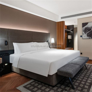 Contemporary Minimalist Hotel Bed with Integrated <b>Headboard</b> Solid Wood Frame & Nightstands for3 Star Boutique Hotel Project - Product Image 3