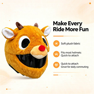 Copertura per <span class=keywords><strong>Casco</strong></span> a Forma di Renna Natalizia, Simpatico Naso Rosso, Divertente Custodia Protettiva per <span class=keywords><strong>Casco</strong></span> da <span class=keywords><strong>Moto</strong></span> - Product Image 5