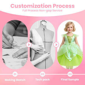 Vestido <span class=keywords><strong>de</strong></span> Princesa para Niñas al por Mayor, MOQ Bajo, Personalizado OEM, Verde Brillante, Falda <span class=keywords><strong>de</strong></span> Tul, Lazo Grande - Product Image 2