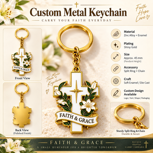 Porte-clés en métal personnalisé - Foi, Espoir, Amour, Porte-clés cadeau, Carte à motif floral OEM ODM - Product Image 4