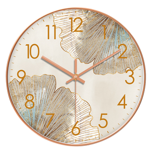 Horloge murale silencieuse en quartz à affichage à aiguilles, motif nature morte Ginkgo, design moderne pour la décoration intérieure et le mobilier <span class=keywords><strong>de</strong></span> salon - Product Image 1