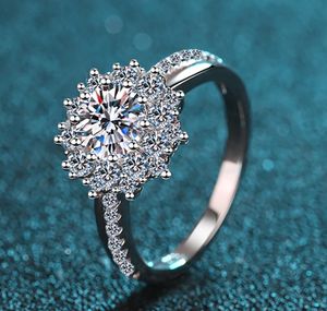 เครื่องประดับที่ดี925แหวนเงินสเตอร์ลิงแหวนเพชรโมอิสซานไนต์รูปดอกไม้ดวงอาทิตย์แหวนหมั้นแหวนแต่งงานเพชรโมอิส1CT าไนต์ - Product Image 4