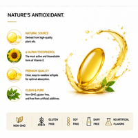 Gélules de Vitamine E Naturelle OEM, D-Alpha Tocophérol par Gélule, Pur d'Origine Tournesol, Antioxydant Cutané et Cellulaire