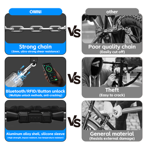 กุญแจล็อคโซ่แบบอิเล็กทรอนิกส์ RFID ปลดล็อคด้วยแอพพลิเคชั่น สำหรับจักรยาน สกู๊ตเตอร์ มอเตอร์ไซค์  ระบบล็อคแบบไร้กุญแจ  ความปลอดภัยสูง - Product Image 5