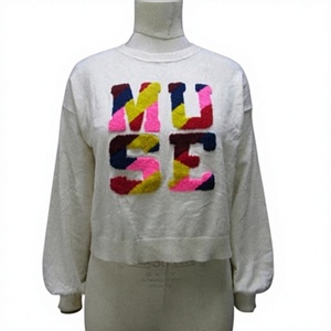 Cardigan en tricot de lin blanc pour femme, col roulé, manches longues, coupe courte, motif uni, toutes saisons, usage quotidien - Product Image 2