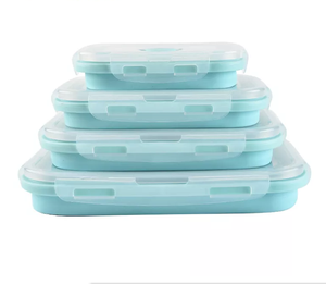 Silicon Silicone Lunch Box Siliconesilicone Collapsible Silicone Lunch Box Silicon Food Storage Microwave Safe Collapsible Silicone Food Storage Container Rectangle Foldable Lunch Box