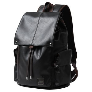 Custom Logo PU Leather Laptop <strong>Backpack</strong> <strong>Black</strong> Leather Bags Men Business Laptop <strong>Backpack</strong> for Men - Product Image 2
