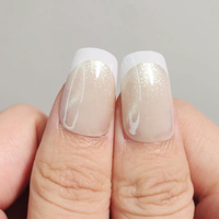 Vente en gros label privé presse sur les ongles avec boîte long carré Bling faux ongles kit fée oeil de chat conseils français ongles de doigt beiges