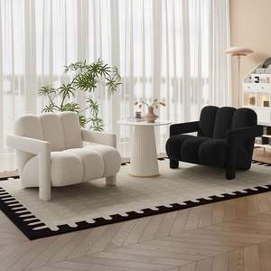 Canapé de style crème nordique avec plusieurs chaises de couleur variée, adapté au salon, à la chambre et aux salons de beauté (chaises d'attente). - Product Image 3