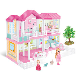 Đồ Chơi Giáo Dục Trung Bình Phổ Biến Diy Nhà Búp Bê Màu Hồng Với Nhiều Mô Phỏng Đồ Chơi Khối Xây Dựng Đồ Nội Thất Cho Trẻ Em - Product Image 3