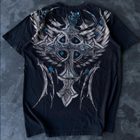 T-shirt Streetwear Homme Tendance à Épaules Dénudées, 280g, 100% Coton, Imprimé Wax, Effet Délavé, Épissé, Manches Courtes, DTG, ODM/OEM