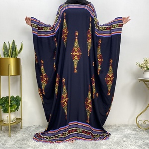 6427# Traditional Colorful Pattern <b>Print</b> Big Batwing Sleeves Women Ramadan Prayer Muslim <b>Islamic</b> Abaya Dress Eid - Product Image 6