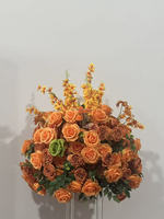 Bola de Flores de Rosa de Seda Personalizada de 30 cm - 80 cm, Bola de Rosas Naranja para Decoración de Centro de Mesa de Boda