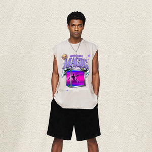 Chaleco Oversize Lavado con Gráfico de <span class=keywords><strong>Castillo</strong></span> Oscuro, Luna y Brújula, Estilo Retro Gótico Streetwear, con Texto 'Dawn Light', Top Hip Hop para <span class=keywords><strong>Hombre</strong></span>, Almacén de EE. UU. - Product Image 2