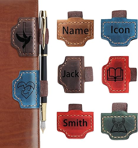 미친 말 가죽 마그네틱 책갈피 펜 홀더가있는 수제 가죽 책갈피 책 애인을위한 미니멀리스트 마그네틱 책갈피 - Product Image 1