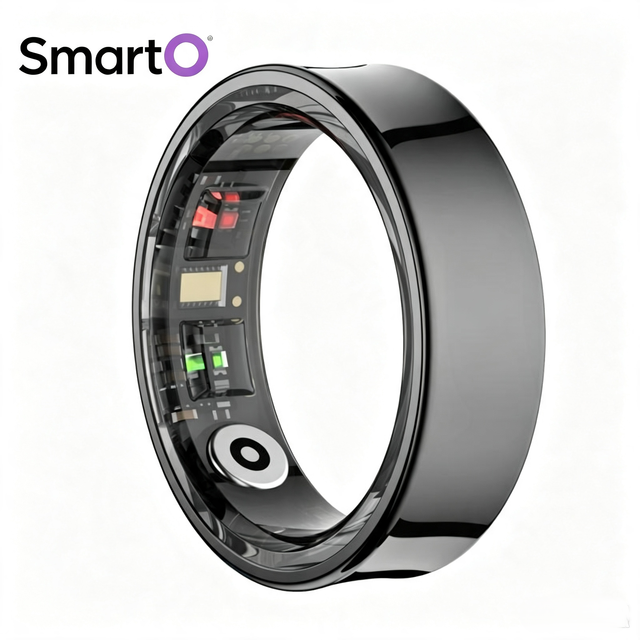 Custom R09 Symbian Titanium Alloy Smart Ring Case & Cover Fitness Tracker Heart Rate Sleep Tracker IP68 Waterproof App Control
