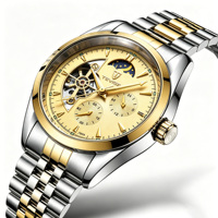 Montre mécanique OEM pour homme, montre automatique de luxe, bracelet squelette en acier inoxydable, montre habillée pour homme