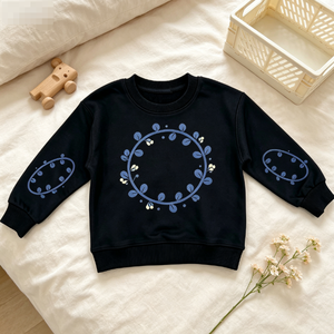 Sudadera de cuello redondo para parejas, manga larga, estampado floral de corona, manga con diseño de planeta, suéter informal de algodón para mujer - Product Image 5