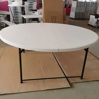 Tables pliantes rondes en HDPE blanc granit de 4 pieds pour banquets et réceptions en plein air – Offre spéciale