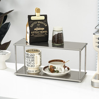 Étagère de rangement multi-niveaux en acier inoxydable à 3 niveaux, grande capacité, pour tasses à eau et à café, pour bureau, cuisine, salle de bain