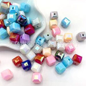 Aomiao's Mystery 10mm Purple Square <b>Acrylic</b> Beads Iridescent Ab Color Loose Beads For Diy Jewelry Making Accessories - Product Image 3