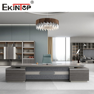 Bureau de direction moderne avec cadre en aluminium, extensible et convertible, pour PDG et managers, mobilier de luxe de haute qualité avec rangement - Product Image 6