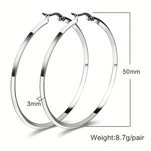 Boucles d'oreilles créoles géométriques minimalistes tendance 2023, plaquées or 18 carats, bijoux imperméables - Product Image 4