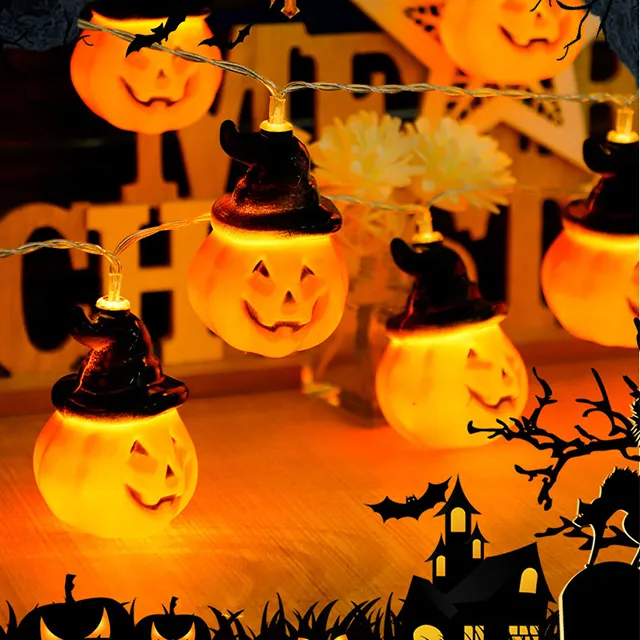 Tali Lentera LED Ruangan Halloween Lintas Batas Grosir Tali Lentera Dekoratif Halloween Luar Ruangan Dalam Ruangan