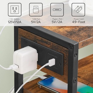 Meja Samping Kecil dan Sempit dengan Stasiun Pengisian Daya, Meja Ujung Tipis untuk Ruang Sempit, Meja Samping Sofa dengan Rak Penyimpanan - Product Image 6