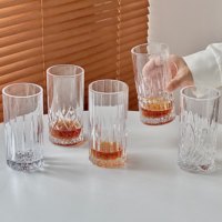 Elegante Scandinavische stijl gegraveerde glazen beker voor whisky, thee, melk, bier, sap, longdrinks, thuis, restaurant, bar, hotel, groothandel.