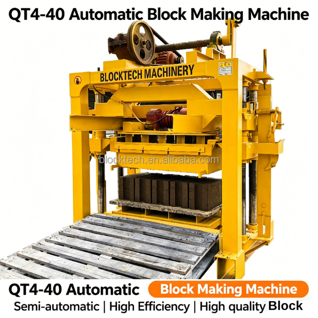 QT4-40 Block Making Machine Auto Concrete Brick Machine for Small Factory Hollow Block Machine Easy Operation Low Investment