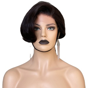 Joywigs-Peluca de cabello humano con encaje frontal, pelo brasileño de 8 pulgadas, <span class=keywords><strong>Bob</strong></span> Pixie, Color Natural, 130% de densidad - Product Image 2