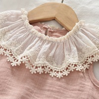 Nouvel ensemble deux pièces rose doux pour bébé fille, style coréen, été 2026 : chemise sans manches en dentelle et pantalon