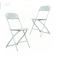 Chaise pliante portable d'extérieur en plastique blanc avec structure métallique pour événements, banquets et mariages