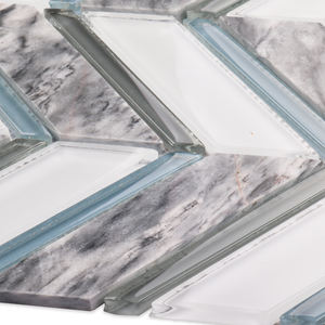 <span class=keywords><strong>Mosaico</strong></span> di marmo <span class=keywords><strong>naturale</strong></span> <span class=keywords><strong>in</strong></span> <span class=keywords><strong>pietra</strong></span> blu bianco grigio blu bianco <span class=keywords><strong>in</strong></span> vetro <span class=keywords><strong>naturale</strong></span> a forma di foglia per l'arredamento della camera d'albergo - Product Image 6