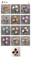 Rose naturelle artificielle à 3 têtes fleur simulée à une branche de diamant rose pour les accessoires de salle de mariage et la décoration de la maison en gros