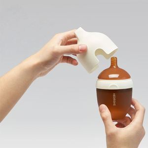 HEORSHE Biberón Anticólicos de 160 ml (5 oz) para Bebés, Libre de BPA, con Cuello Ancho de Silicona, <span class=keywords><strong>Tetinas</strong></span> de Flujo Lento, con Diseño Impreso, Certificado LFGB, de 0 a 12 Meses - Product Image 1