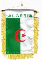 Drapeau de voiture à suspendre imprimé numériquement 100 % polyester, motif Algérie, avec grand mât de drapeau – Vente en gros