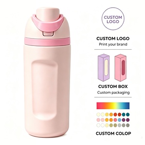 Botella de agua aislada de acero inoxidable de 480 ml, vaso de viaje con tapa abatible a prueba de fugas y asa portátil para oficina, deportes al aire libre - Product Image 1
