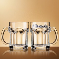 Custom Hoegaard Hexagon Bier- en Wijnbekers Verdikte Transparante Handgreep Mokken 450ml Vaatwasserbestendig Modern Design voor Drinken